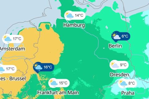 Eine Karte zeigt das Wetter in Deutschland