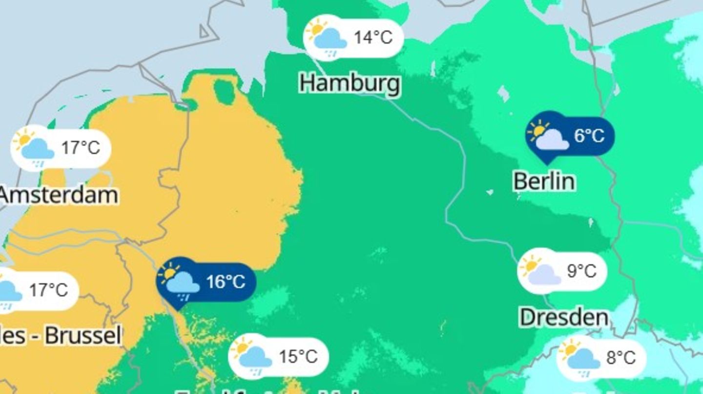 Eine Karte zeigt das Wetter in Deutschland