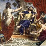 Besser als auf diesem Gemälde kann man das Verhältnis zwischen Geist und Macht nicht darstellen: Der gestikulierende Weltendeuter Plato erklärt dem Herrscher Dionysius von Syrakus wieder einmal die Lage der Nation. Der antike Tyrann hört in maßloser Arroganz und Selbstgefälligkeit zu. Den Stock zur Tracht Prügel hält er schon genervt bereit. Man könnte denken, man befinde sich hier auf Christian Lindners Sylter Hochzeit, wo Sloterdijks Peterchen abends noch mal kurz den Partygästen die Bedeutung der Mehrwertsteuer für die abendländische Philosophiegeschichte erklärt. Das konnte nicht gutgehen. Ging es auch nicht. Plato wurde von Dionysius auf ein Sklavenschiff Richtung Ägina verkauft, wo er nur knapp dem Tode entkam. Glück gehabt, Sloty!