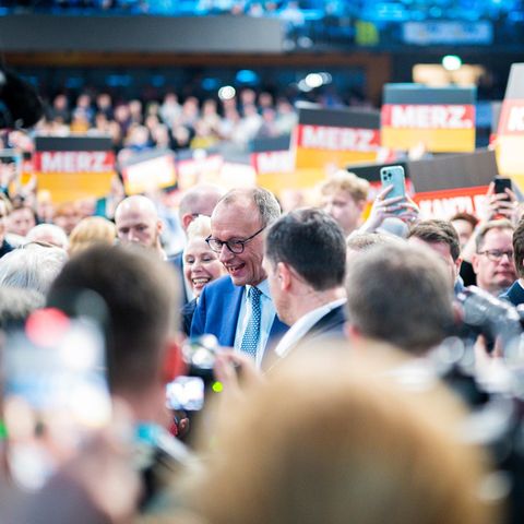 Friedrich Merz at an election campaign event