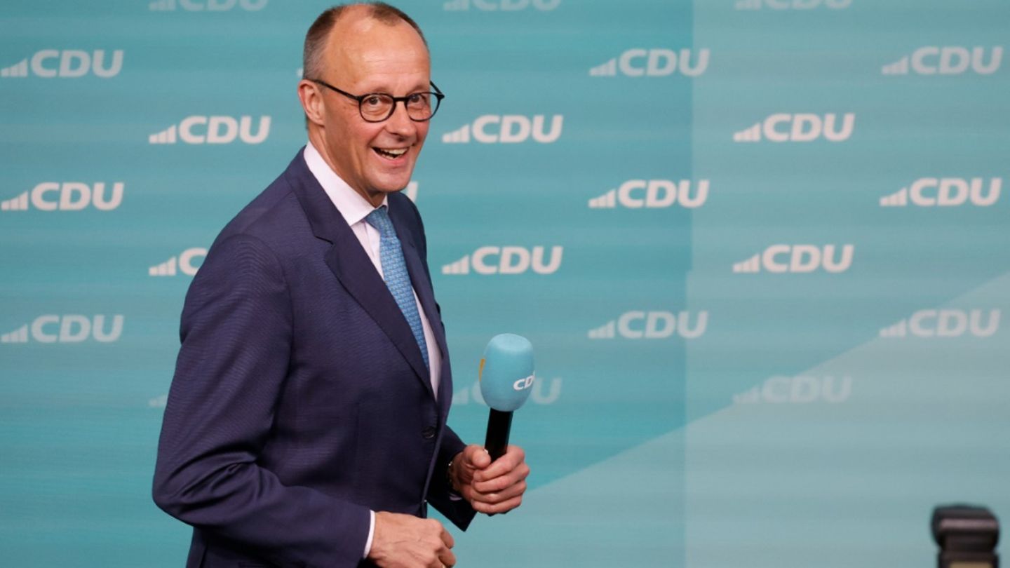 Merz bei der Wahlparty der CDU in Berlin