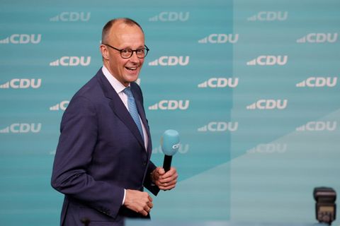 Merz bei der Wahlparty der CDU in Berlin