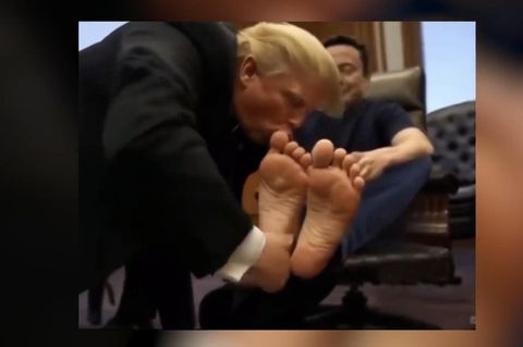 Ein KI-Video zeigt wie Donald Trump an Elon Musks Zehen nuckelt