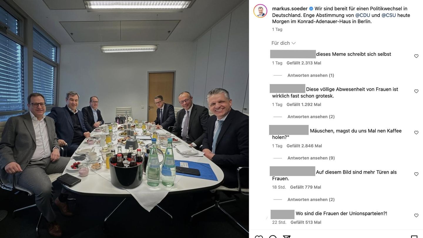 Photo without women: CDU and CSU experience because of the recording of Häme on the net
