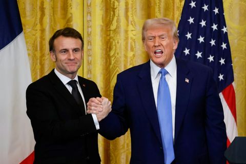 Macron und Trump im Weißen Haus am 24. Februar