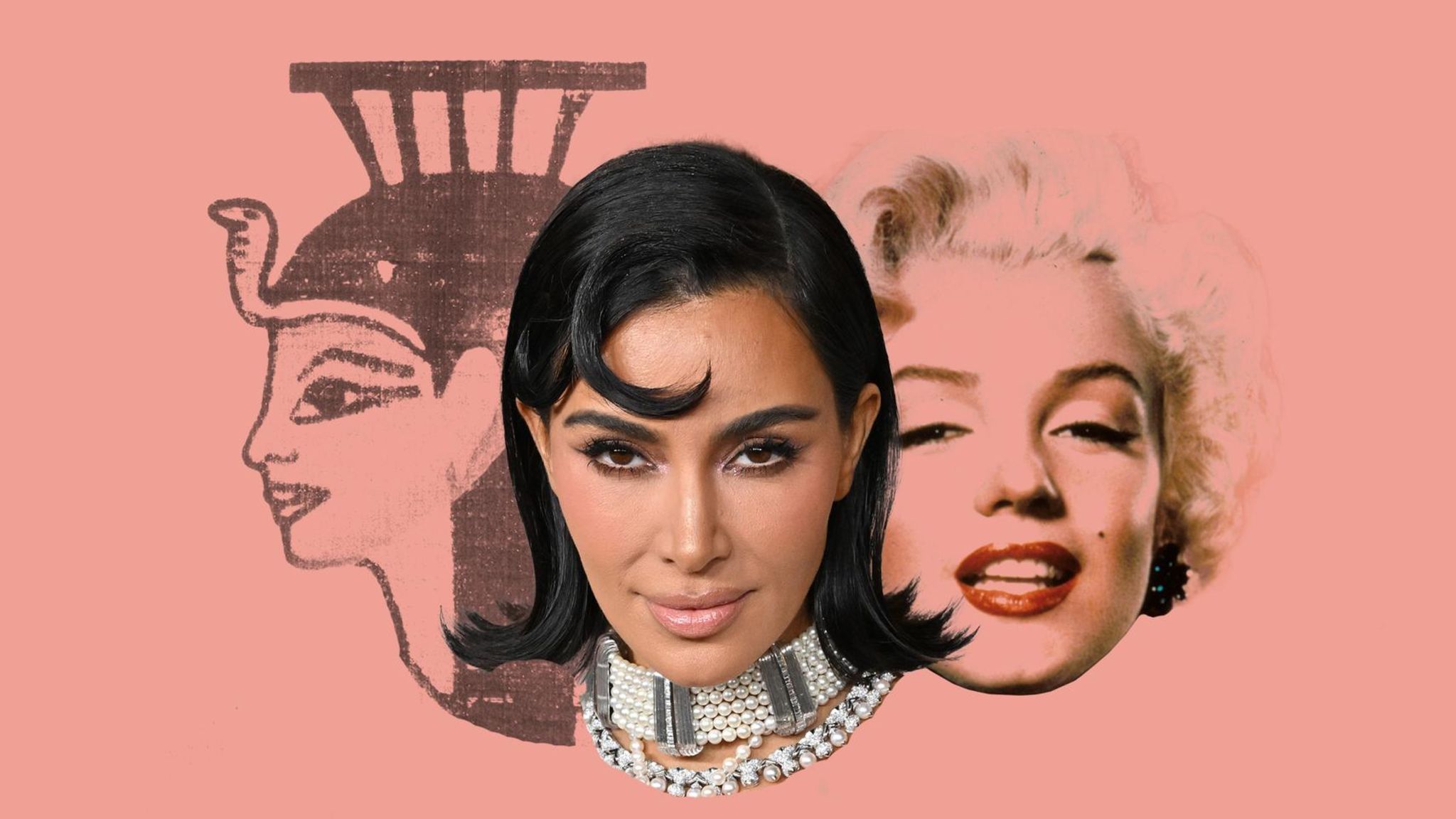 Schönheitsideale: Collage aus Kleopatra, Kim Kardashian und Marilyn Monroe