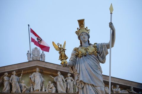 Eine Ansicht des Parlaments von Österreich von außen