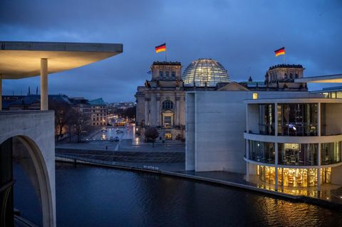 Außenansicht des Deutschen Bundestags im Reichstagsgebäude