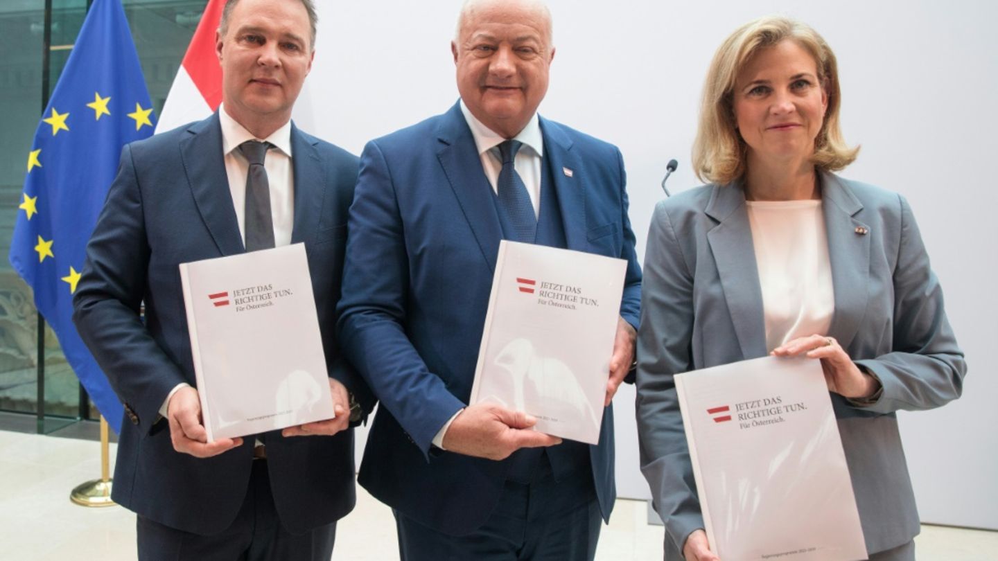 SPÖ-Chef Babler, ÖVP-Chef Stocker, Neos-Chefin Meinl-Reisinger