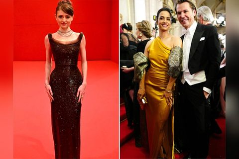 Leni Klum (li.) und Amira Aly in Begleitung von Adi Weiss beim Wiener Opernball