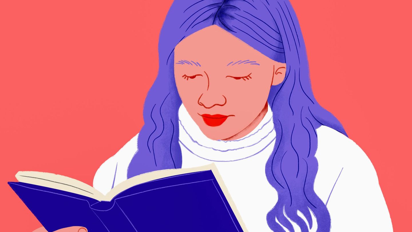Literatur: Illustration einer Frau, die ein Buch liest Literatur: Illustration einer Frau, die ein Buch liest