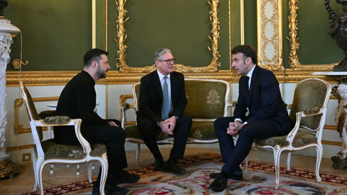 Selenskyj, Starmer und Macron (v.l.) in London