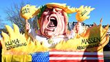 Der Brandstifter Ein Motivwagen in Düsseldorf zeigt Donald Trump als Brandstifter