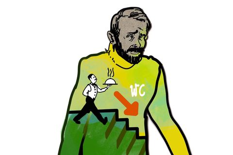 Verdauungsprobleme: Ein Mann verliert an Gewicht - ein Gericht wird vom Ober in den Keller getragen