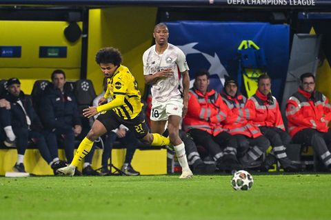 BVB-Offensivmann Karim Adeyemi (l.) im Champions-League-Spiel gegen den OSC Lille