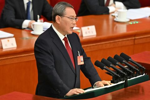Ministerpräsident Li Qiang bei seiner Rede am 5. März