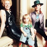 David Bowie mit Ehefrau Angela und Sohn Zowie, drei,