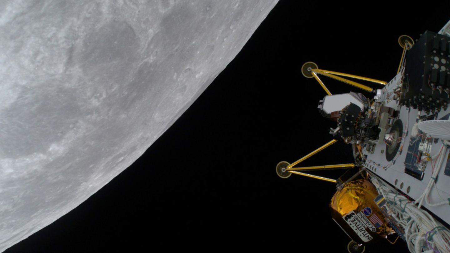 Sonde "Athena" bei der Annäherung an den Mond