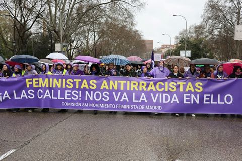 Manifestation à l'occasion de la journée internationale des droits des femmes, le 8 mars 2025 à Madrid