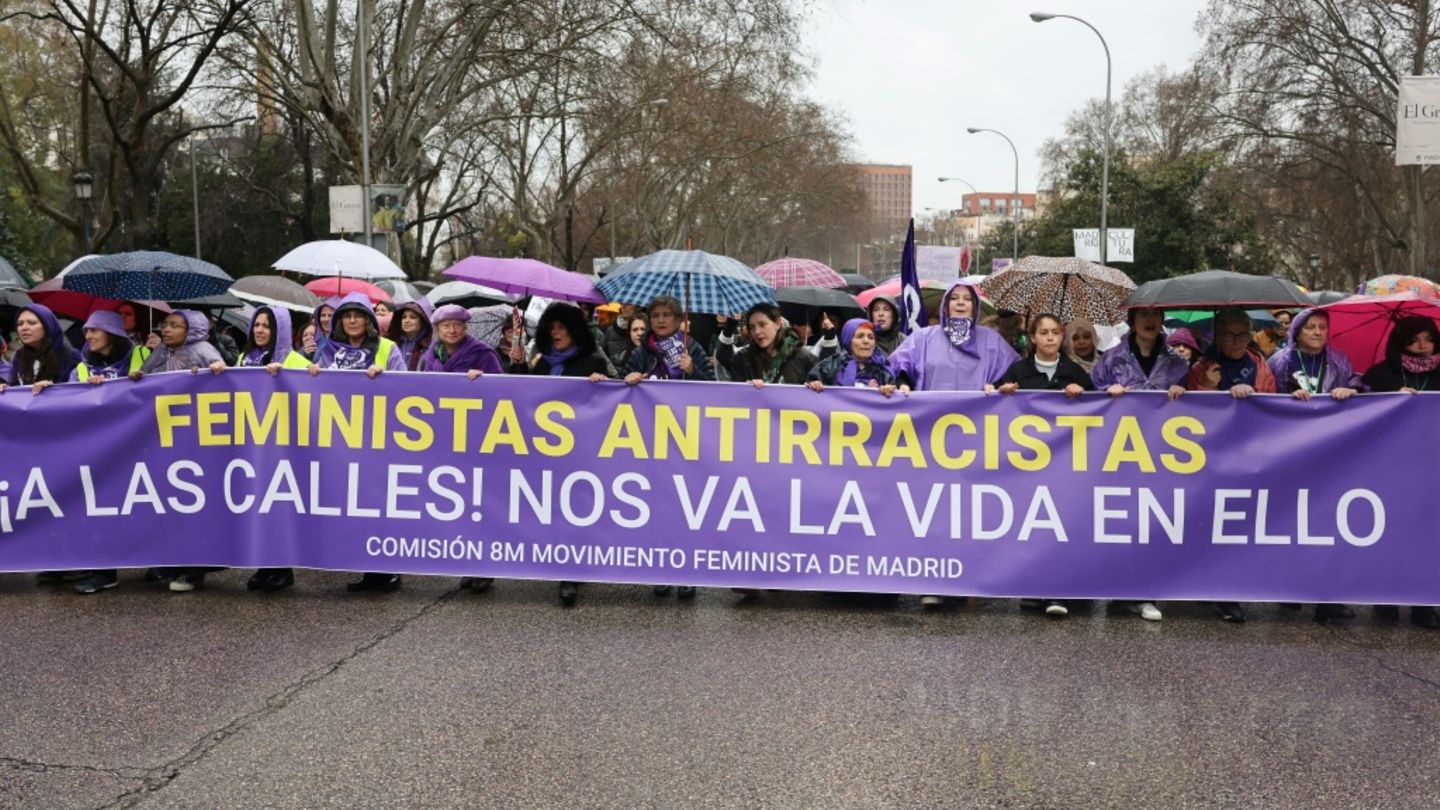 Manifestation à l'occasion de la journée internationale des droits des femmes, le 8 mars 2025 à Madrid