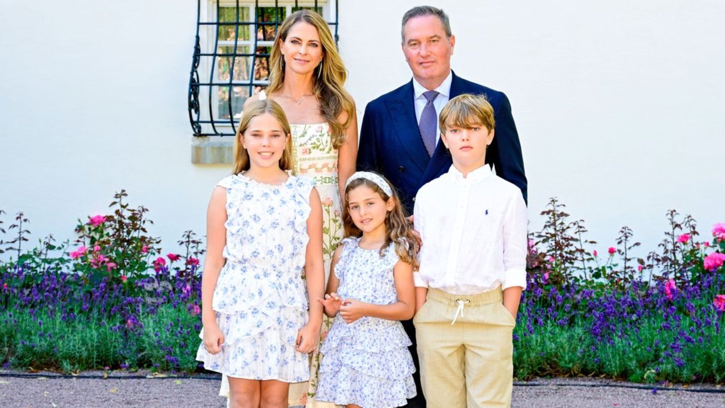 Madeleine von Schweden und ihr Mann Christopher O'Neill mit ihren drei Kindern