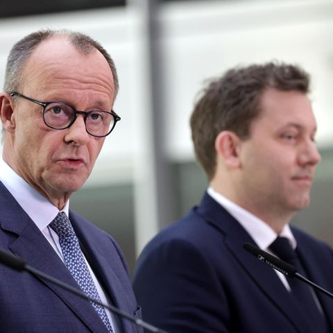 der Co-Vorsitzende der SPD, Lars Klingbeil, und der Vorsitzende der CDU, Friedrich Merz