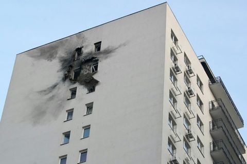Schäden an einem Wohnhaus in der Region Moskau