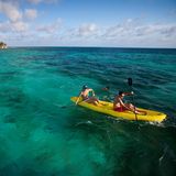 Offenes Meer und Dschungelflüsse: Belize per Kanu und Kajak  Belize ist ein Paradies für Kajak- und Kanu-Fahrten. Auf dem abgelegenen Glover’s Reef Atoll werden mehrtägige Kajak-Touren angeboten. Man paddelt von einer kleinen Insel zur nächsten, schnorchelt an unberührten Riffen und zeltet am Strand unter den Sternen. Das Turneffe Atoll eignet sich mit seinem ruhigen Wasser perfekt für Kajak-Anfänger, die zwischen Mangroven, Riffpassagen und einsamen Stränden paddeln möchten.   Auf dem Mopan River hingegen führen entspannte Kajak-Touren durch das Herz des Dschungels, vorbei an alten Maya-Stätten wie Xunantunich, an Hängebrücken, kleinen Wasserfällen und dösenden Leguanen auf den Felsen.   Der Macal River ist der Fluss für Natur- und Vogelbeobachtung. Die Route führt durch den üppigen Regenwald von San Ignacio, entlang an riesigen Ceiba-Bäumen und durch mystische Nebelschwaden. In der Barton Creek Cave geht es per Kanu tief in eine mystische Maya-Höhle, vorbei an Stalaktiten und alten Opferstätten. 