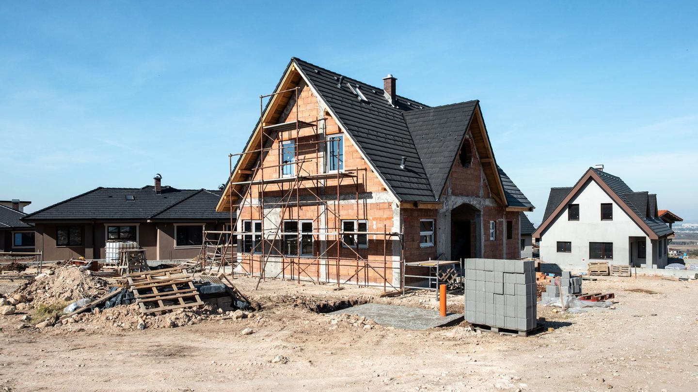 Baustelle eines Einfamilienhauses Baustelle eines Einfamilienhauses