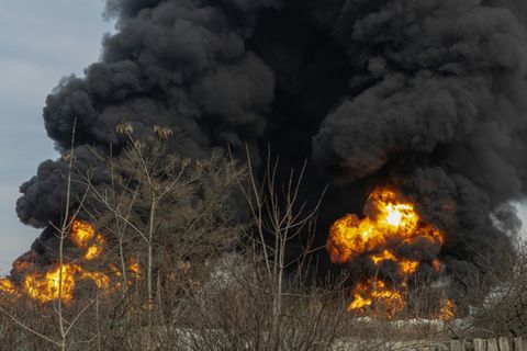 Brand nach Luftangriff in Odessa
