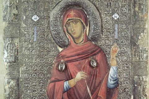 Nonne: Byzantinisch-mazedonische Ikone einer Madonna aus dem 11. Jahrhundert