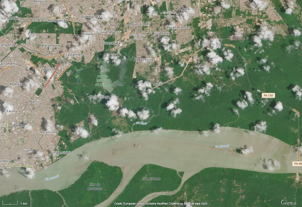 Satellitenbild der Stadt Belem mit Baustelle Satellitenbild der Stadt Belem mit Baustelle