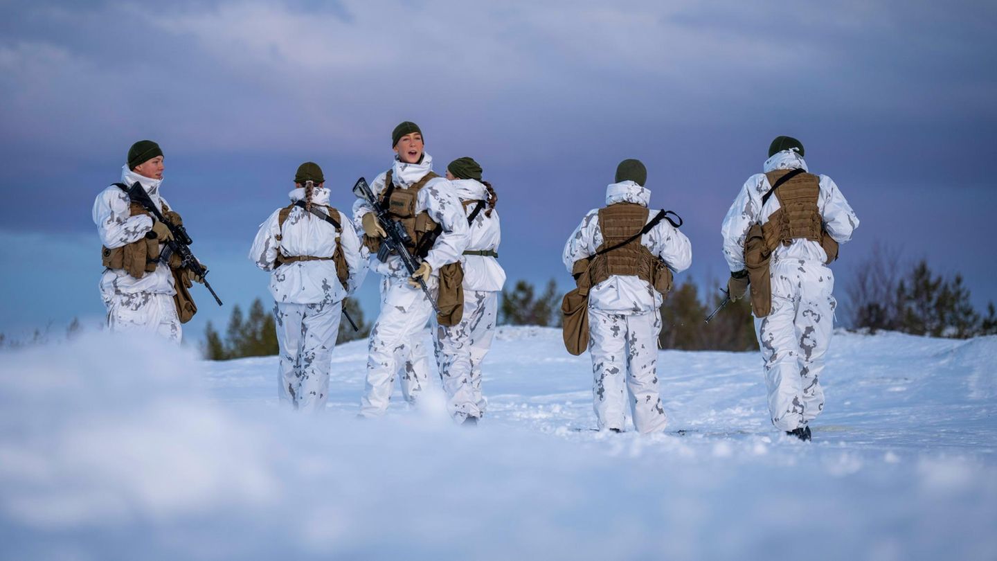 Norwegen Soldatinnen und Soldaten in Norwegen im Schnee