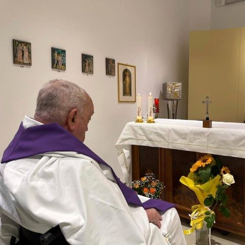 Pope Francis in the hospital chapel