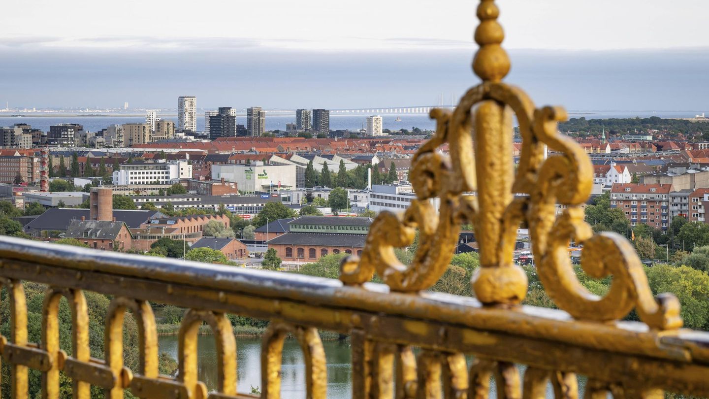 Blick vom Turm der Vor Frelsers Kirke auf die Insel Amager