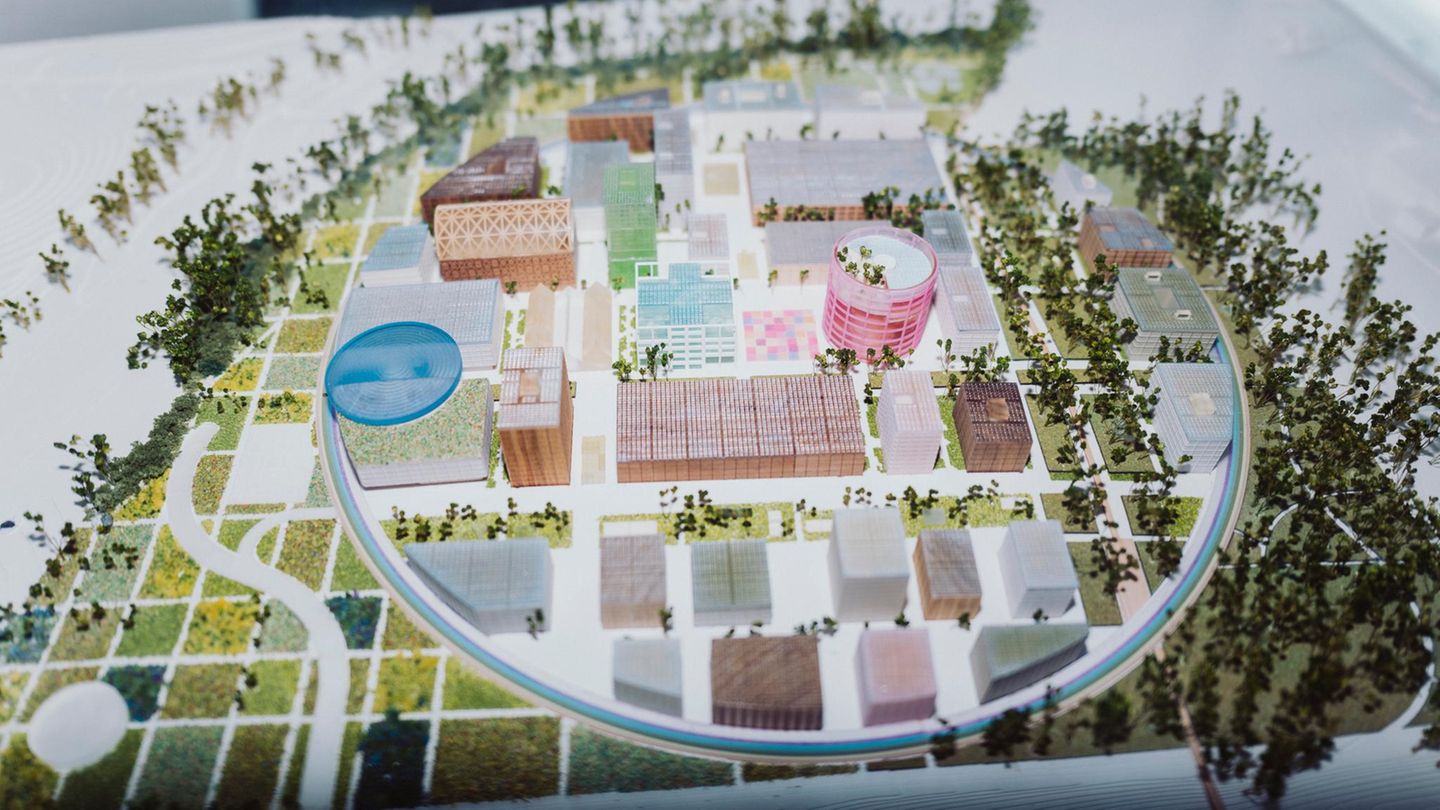 Zukunftsvision künstliche Intelligenz Modell des neuen KI-Quartiers IPAI