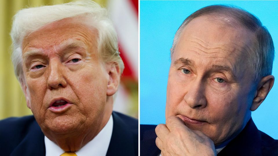 US-Präsident desillusioniert: "Großer Erfolg für Putin – Schmach für Trump" Bilderkombination: Links ein Bild von US-Präsident Donald Trump, rechts ein Bild vom russischen Präsidenten Putin
