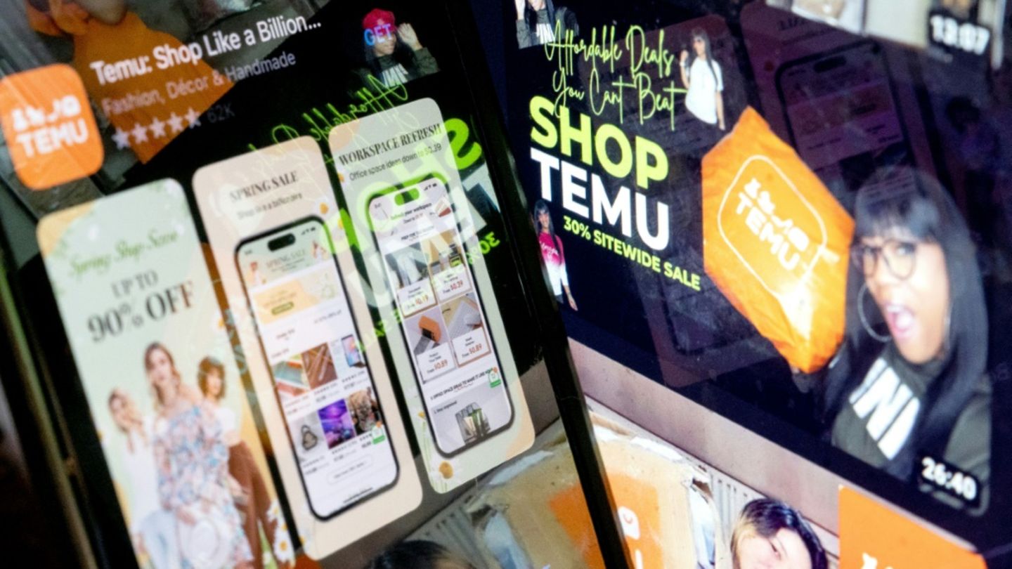 Onlineshop-Anzeige von Temu