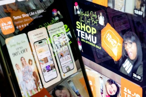 Onlineshop-Anzeige von Temu