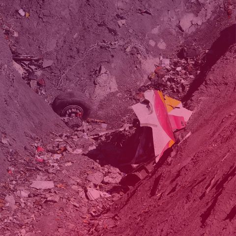 Wreck parts of the Germanwing Airbus A320 in the French Alps