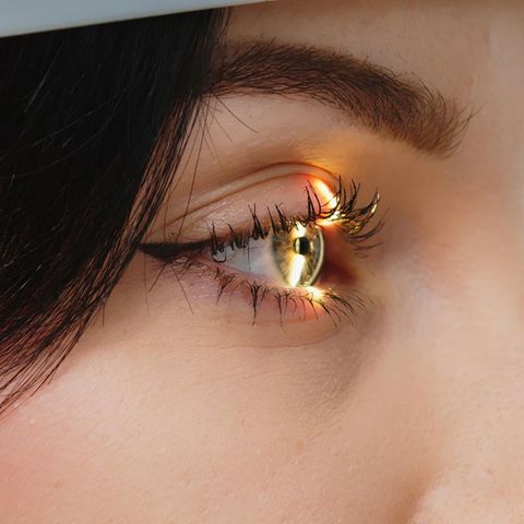 Auge wird mit Licht untersucht