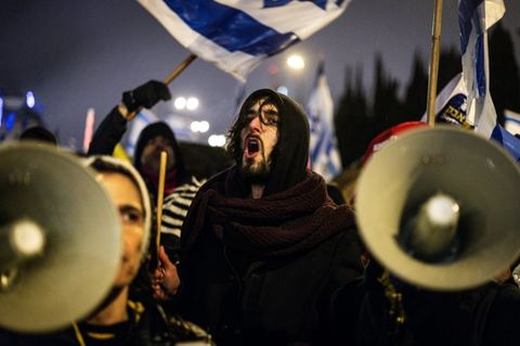 Proteste gegen die geplante Entlassung Ronen Bars in Jerusalem