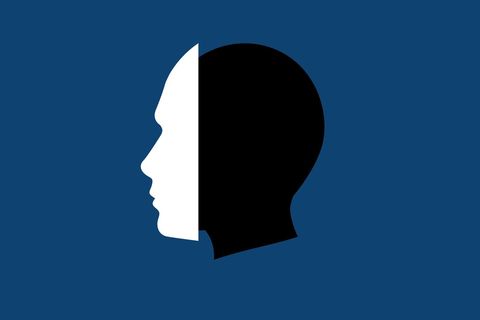 Illustration von einem Kopf, der eine Maske trägt. Thema Identitätsdiebstahl