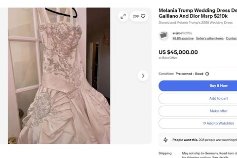 Das Hochzeitskleid von der First Lady Melania Trump ist bei Ebay für 45.000 US-Dollar inseriert