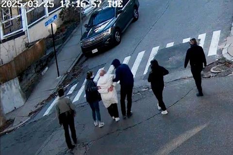 Auf diesem Bild aus dem Video einer Sicherheitskamera vom Dienstag wird die 30-jährige Doktorandin von Beamten des Department of Homeland Security der USA festgehalten