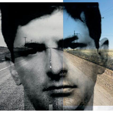 Polizeifoto von Stephen Morin, montiert auf Bild eines Highways