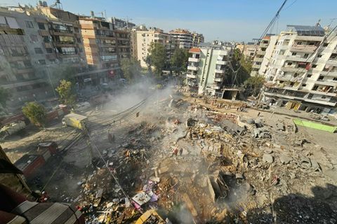 Der Schauplatz eines israelischen Luftangriffs im Süden Beiruts