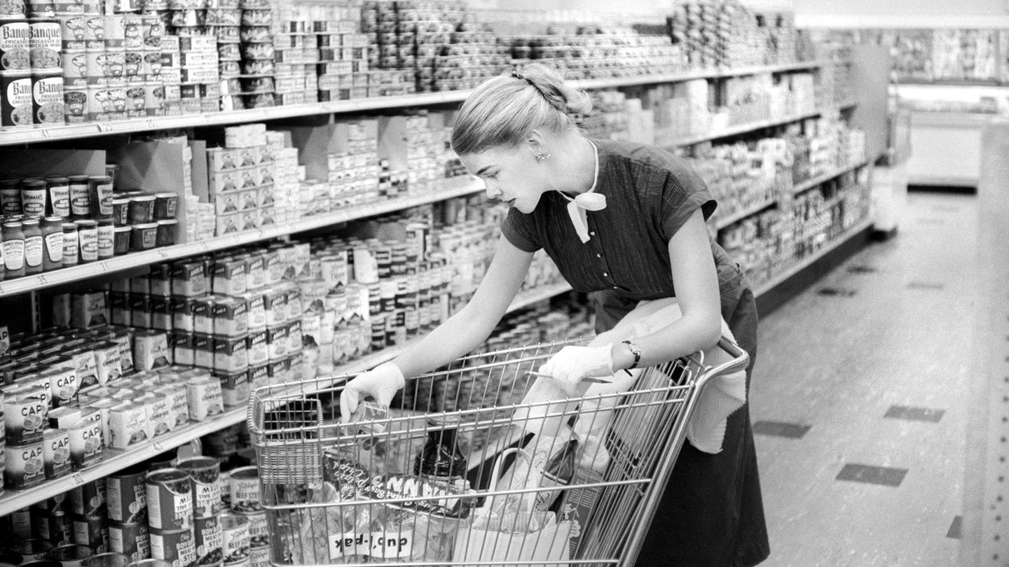 Ein historisches Bild aus einem US-amerikanischen Supermarkt