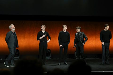 Sam Mendes (l.) bei der Kinomesse CinemaCon in Las Vegas