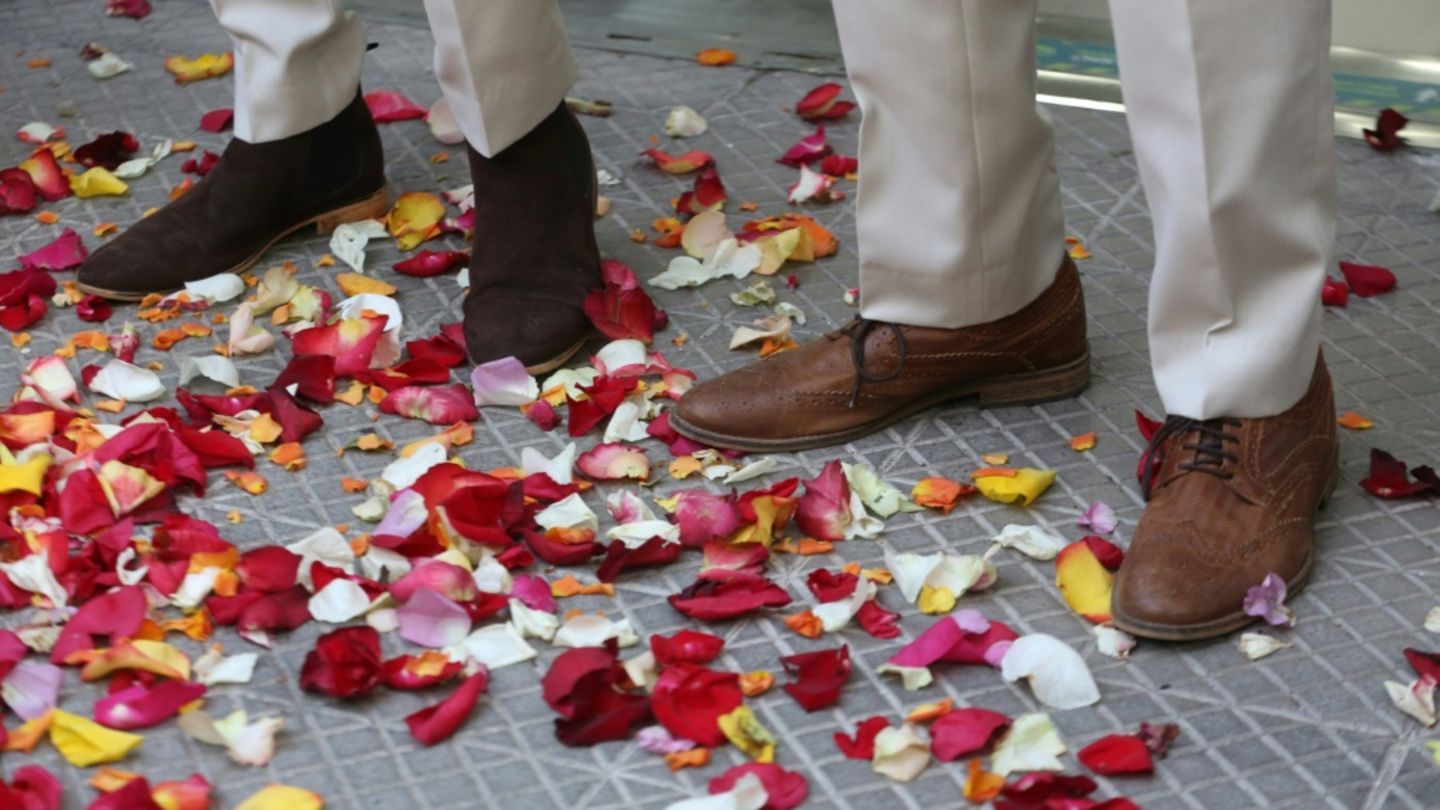 Zwei Männer bei ihrer Hochzeit